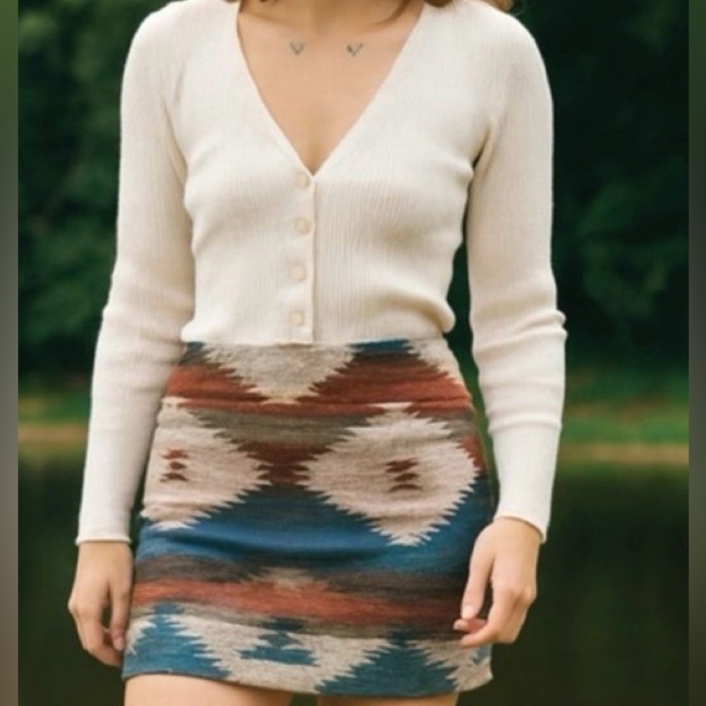 American Eagle Outfitters Mini Skirt - Red, Blue, Cream